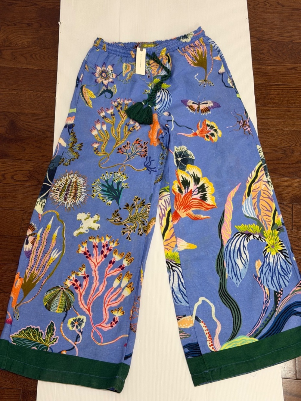NWT Anthropologie Celandine x Sarah Gordon Linen Blend Wide-Leg Pants Blue XS - Picture 9 of 12